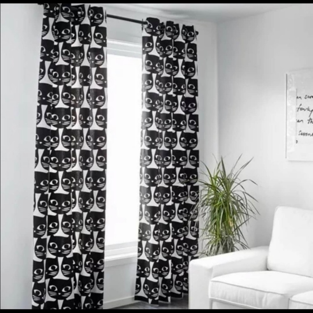 IKEA Mattram black and white Cat Curtains